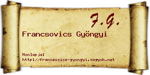 Francsovics Gyöngyi névjegykártya
