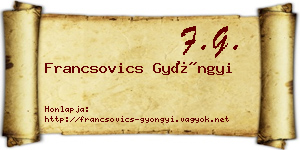 Francsovics Gyöngyi névjegykártya